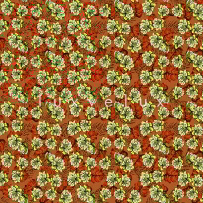 Large Orange Leafy Grey Flowers Barbara