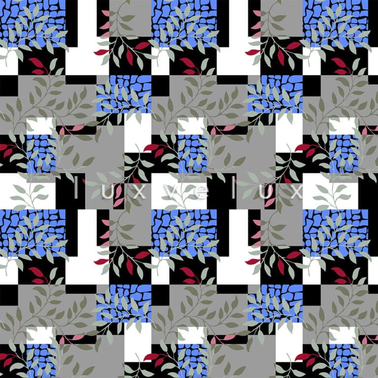 Plaid Foglie Blu Fucsia Bianca Olivia